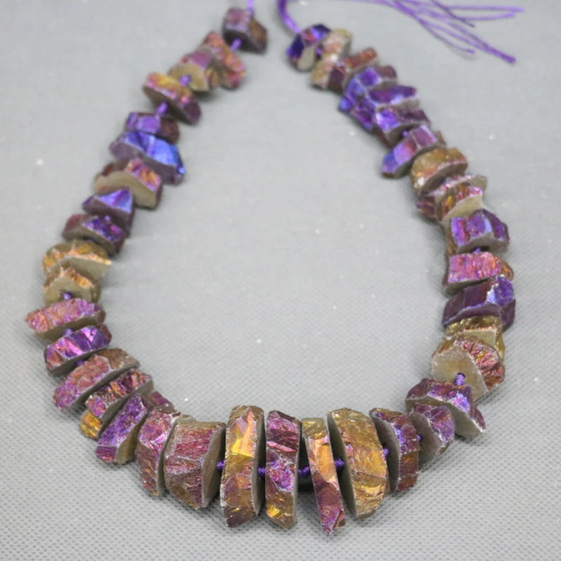 Purple Crystal Quartz Point Pendant, Top Drilled 15.5inch