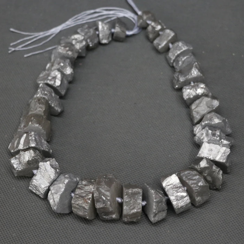 Titanium Gray Crystal Quartz Cut Shape Point Pendant 15.5inch Full Strand