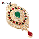 Boho Green Stone Brooch Crystal Moroccan Wedding Jewelry
