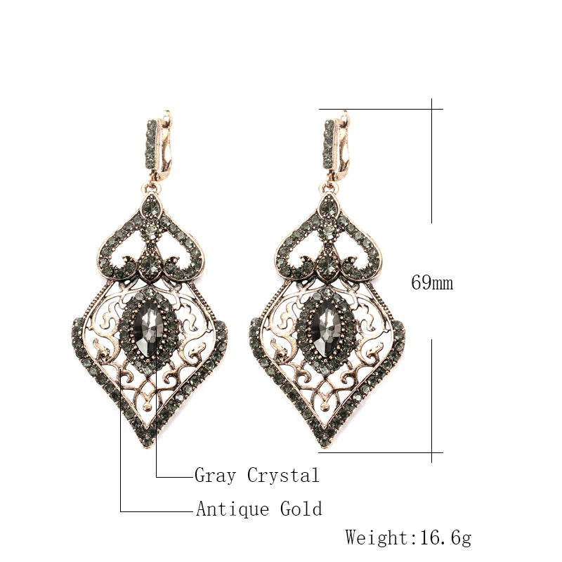 Kinel Vintage Water Drops Stone Earrings For Women