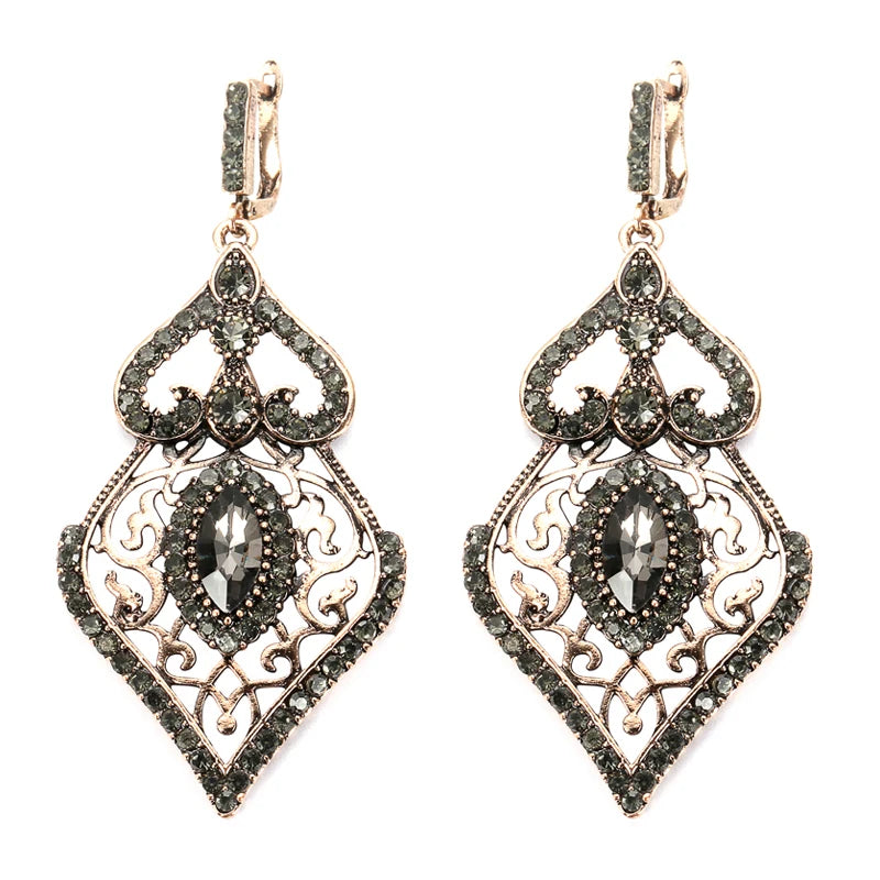 Kinel Vintage Water Drops Stone Earrings For Women