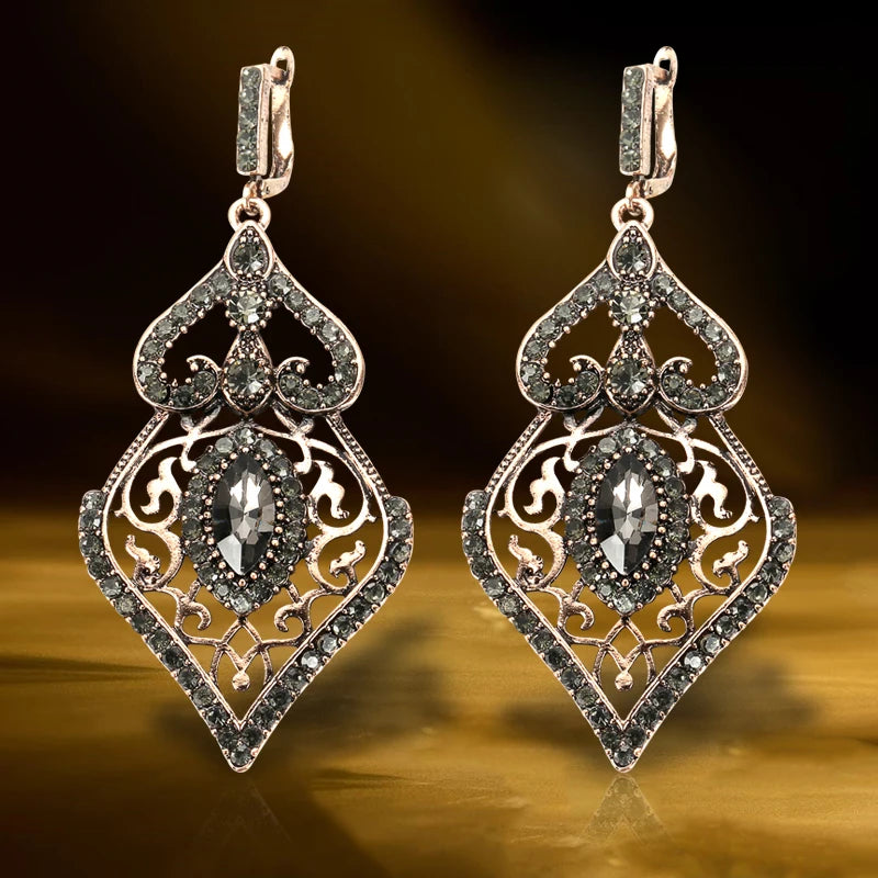 Kinel Vintage Water Drops Stone Earrings For Women