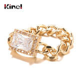Kinel 585 Rose Square Zircon Ring Punk Fine Jewelry