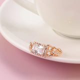 Kinel 585 Rose Square Zircon Ring Punk Fine Jewelry