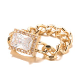 Kinel 585 Rose Square Zircon Ring Punk Fine Jewelry