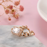 Kinel 585 Rose Square Zircon Ring Punk Fine Jewelry