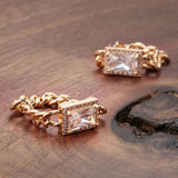 Kinel 585 Rose Square Zircon Ring Punk Fine Jewelry
