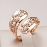 Kinel 585 Rose Ring Natural Zircon Bride Wedding Jewelry