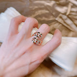 Kinel 585 Rose Ring Natural Zircon Bride Wedding Jewelry