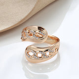 Kinel 585 Rose Ring Natural Zircon Bride Wedding Jewelry