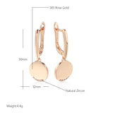 Kinel 585 Rose Round Coin Dangle Earrings for Women Party Fine Jewelry