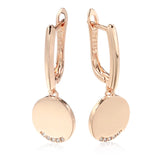 Kinel 585 Rose Round Coin Dangle Earrings for Women Party Fine Jewelry