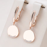 Kinel 585 Rose Round Coin Dangle Earrings for Women Party Fine Jewelry