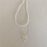 Kinel 925 Silver Daisy Snake Bone Necklace Minimalist Ins Style