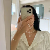 Kinel 925 Silver Daisy Snake Bone Necklace Minimalist Ins Style