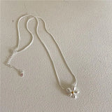 Kinel 925 Silver Daisy Snake Bone Necklace Minimalist Ins Style