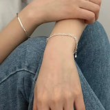 Kinel 925 Sterling Silver Thin Wire Bracelet For Women