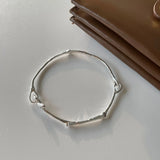 Kinel 925 Sterling Silver Irregular Buckle Bracelet For Women