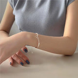 Kinel 925 Sterling Silver Round Bead Bracelet For Women Geometric Thin Line