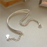 Kinel 925 Sterling Silver Round Bead Bracelet For Women Geometric Thin Line