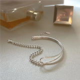 Kinel 925 Sterling Silver Round Bead Bracelet For Women Geometric Thin Line