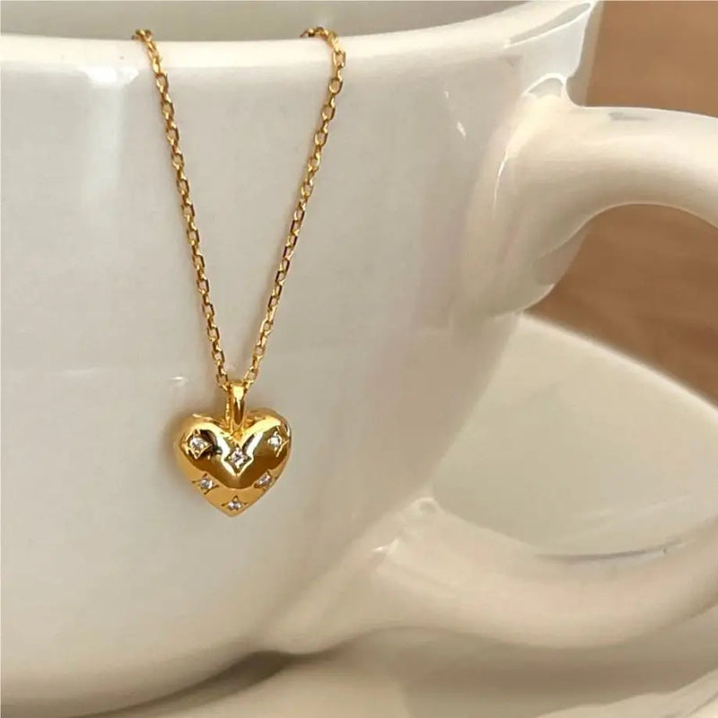 Kinel 925 Silver Zirconia Love Necklace Women Anniversary