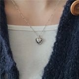 Kinel 925 Silver Zirconia Love Necklace Women Anniversary