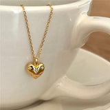Kinel 925 Silver Zirconia Love Necklace Women Anniversary