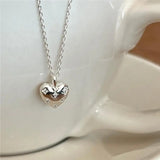 Kinel 925 Silver Zirconia Love Necklace Women Anniversary