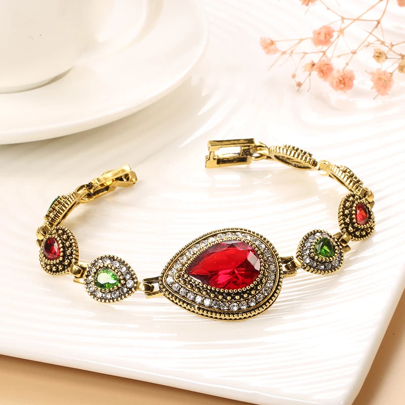 Kinel Red Crystal Boho Bracelets for Women