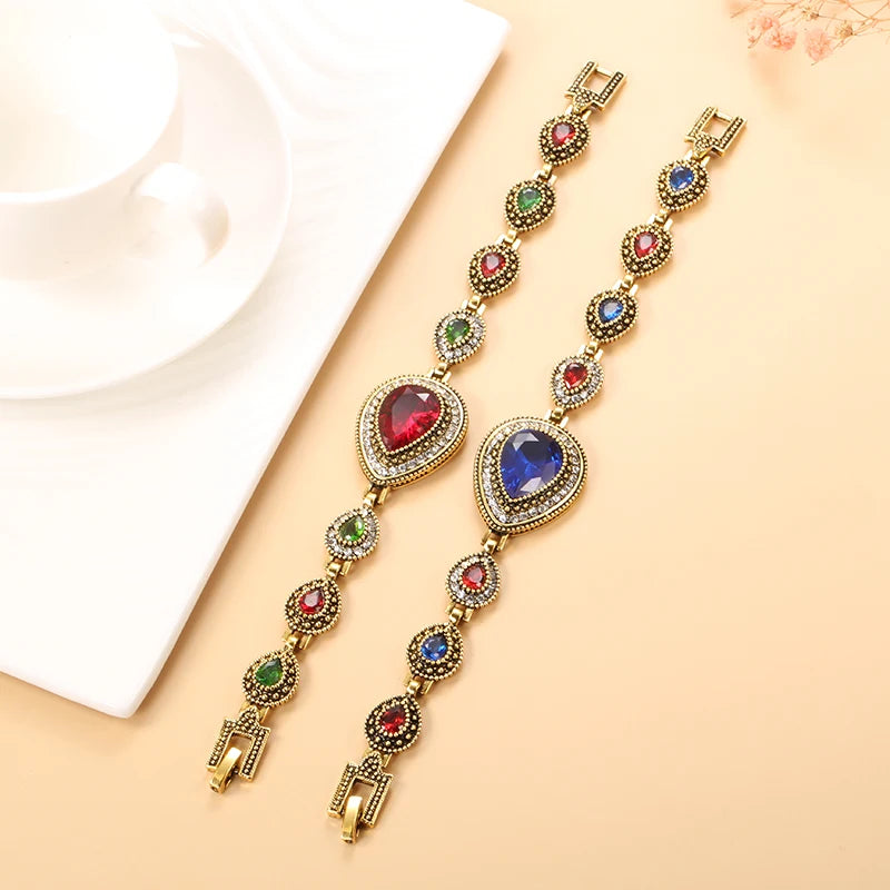 Kinel Red Crystal Boho Bracelets for Women