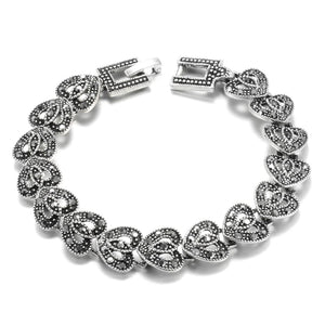 Kinel Boho Crystal Bracelet Antique Tibetan Silver Heart