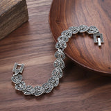 Kinel Boho Crystal Bracelet Antique Tibetan Silver Heart