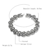 Kinel Boho Crystal Bracelet Antique Tibetan Silver Heart