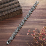 Kinel Boho Crystal Bracelet Antique Tibetan Silver Heart