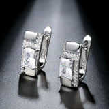Kinel Classic Stud Earrings Silver CZ Women Engagement Wedding