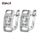 Kinel Classic Stud Earrings Silver CZ Women Engagement Wedding