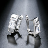 Kinel Classic Stud Earrings Silver CZ Women Engagement Wedding