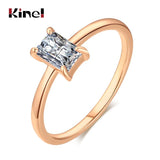 Kinel 585 Rose Bride Wedding Ring Fine Jewelry Natural Zircon Rings for Women