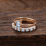 Kinel 585 Rose Bride Wedding Ring Fine Jewelry Natural Zircon Rings for Women