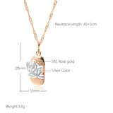 Kinel 585 Rose Silver Mix Hollow Rose Flower Pendant Necklace for Women