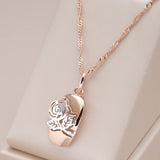 Kinel 585 Rose Silver Mix Hollow Rose Flower Pendant Necklace for Women
