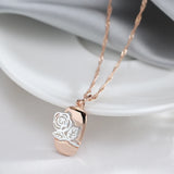 Kinel 585 Rose Silver Mix Hollow Rose Flower Pendant Necklace for Women