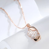Kinel 585 Rose Silver Mix Hollow Rose Flower Pendant Necklace for Women