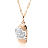 Kinel 585 Rose Silver Mix Hollow Rose Flower Pendant Necklace for Women