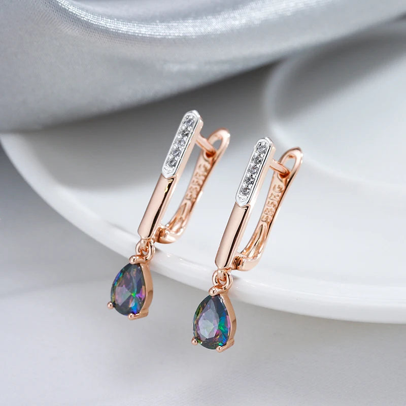 Colorful Natural Zircon Drop Earrings 585 Rose Silver Mix Wedding Party Daily