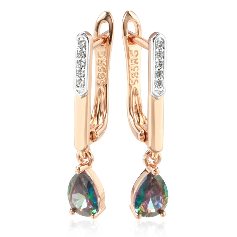 Colorful Natural Zircon Drop Earrings 585 Rose Silver Mix Wedding Party Daily