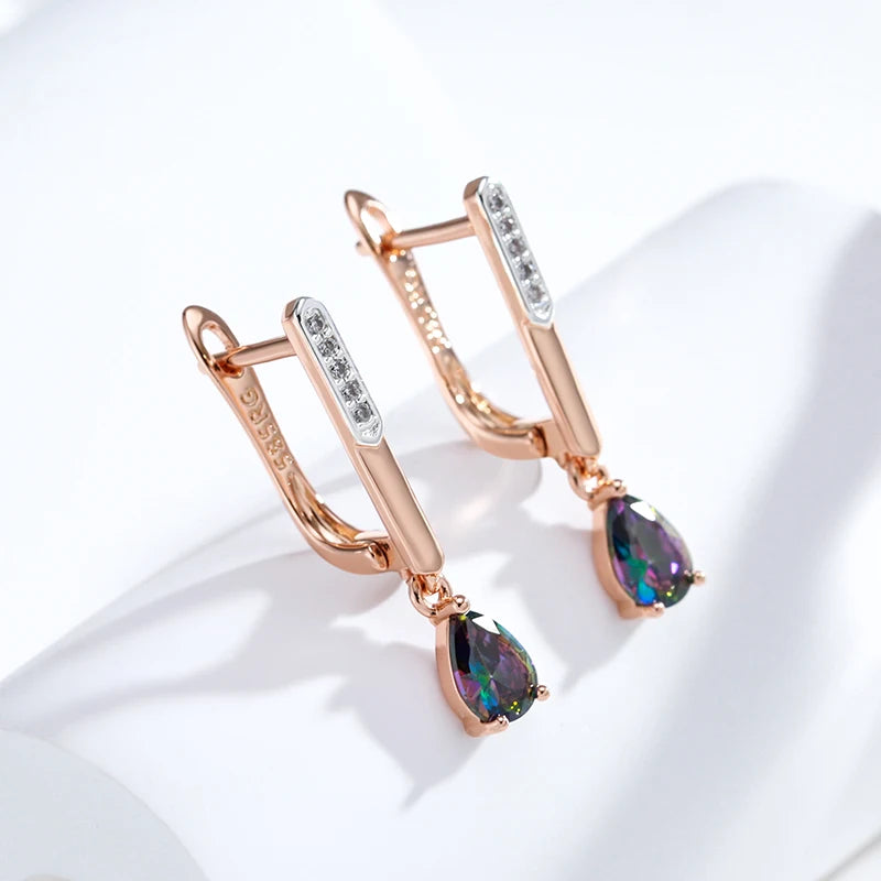 Colorful Natural Zircon Drop Earrings 585 Rose Silver Mix Wedding Party Daily
