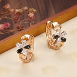 Kinel Crystal Flower Earrings 585 Rose With Natural Zircon Drop Earrings
