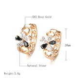 Kinel Crystal Flower Earrings 585 Rose With Natural Zircon Drop Earrings